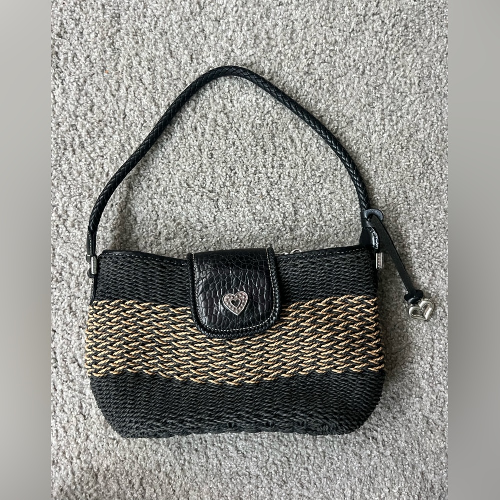 Brighton Vintage Black Rattan & Leather Bag